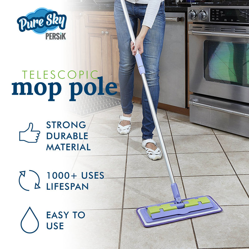 Pure-Sky Ultra Microfiber Floor Mop - Telescopic Extension Pole – Light Weight - Strong Durable Aluminum Handle - Duo-Safety Locking Device