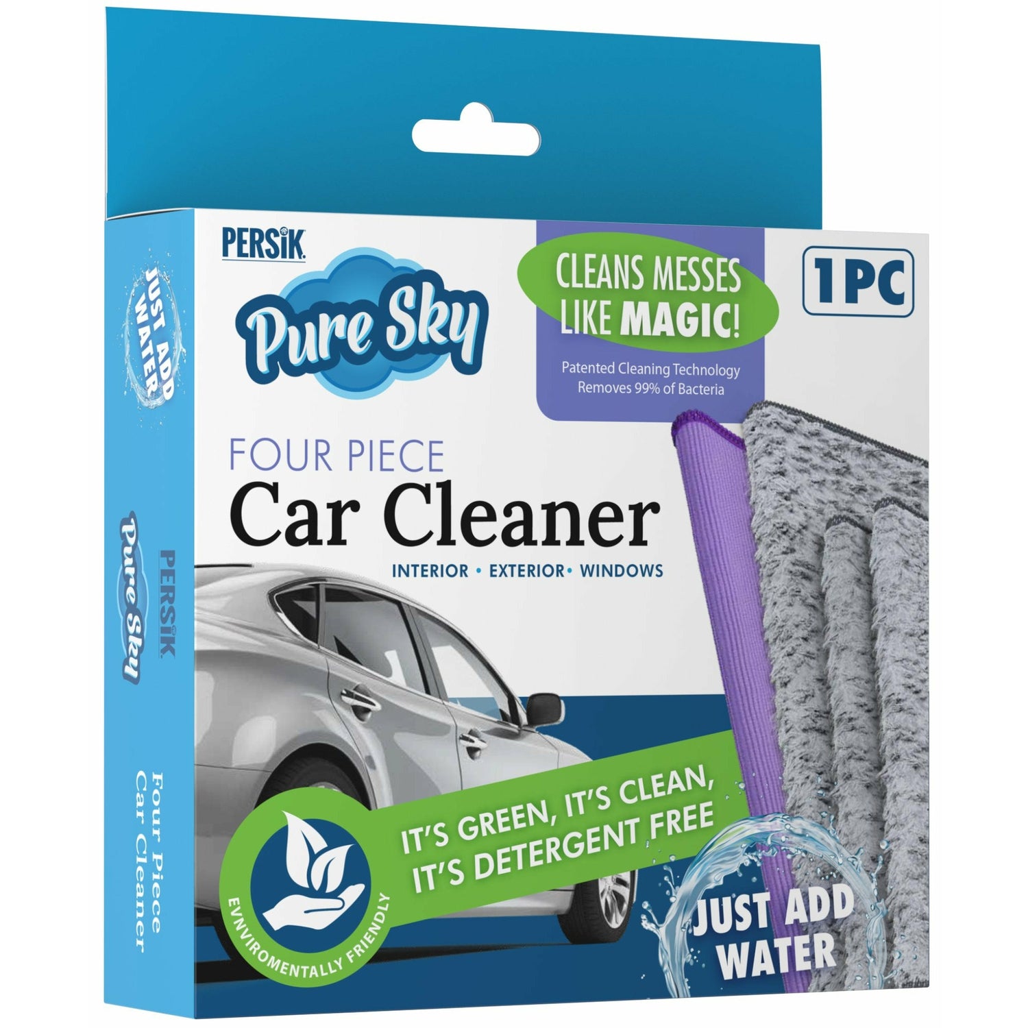 Pure-Sky 4-Piece Microfiber Towels for Cars Cleaning Kit – Includes, Interior, Body &amp; Windows Towel