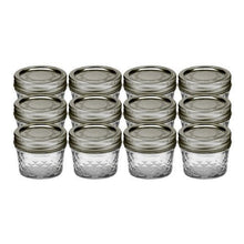 Load image into Gallery viewer, Canning Jar Bundle 3 Items = 2 Packs Ball 4-Ounce Quilted Crystal Jelly Jars with Lids and Bands, Set of 12 (Total 24 Jars) + Dissolvable Labels (Set Of 60)
