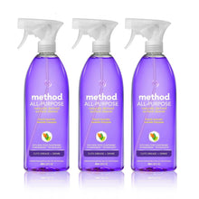 Load image into Gallery viewer, Method All-purpose Natural Surface Cleaner, French Lavender, 28 ounce (3 Count)
