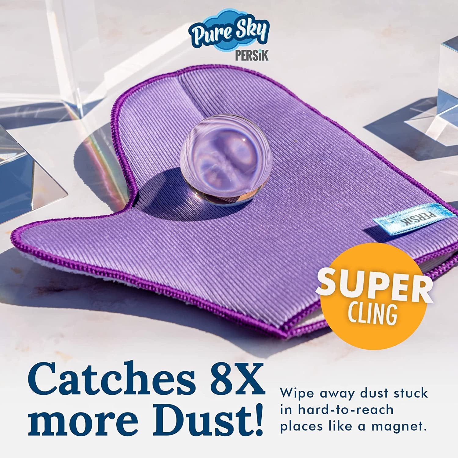 Pure-Sky Glass Cleaning Cloth Glove – Includes 2 Gloves (1) for Glass &amp; Multipurpose (2) for Window, Glass &amp; Mirrors - Streak Free