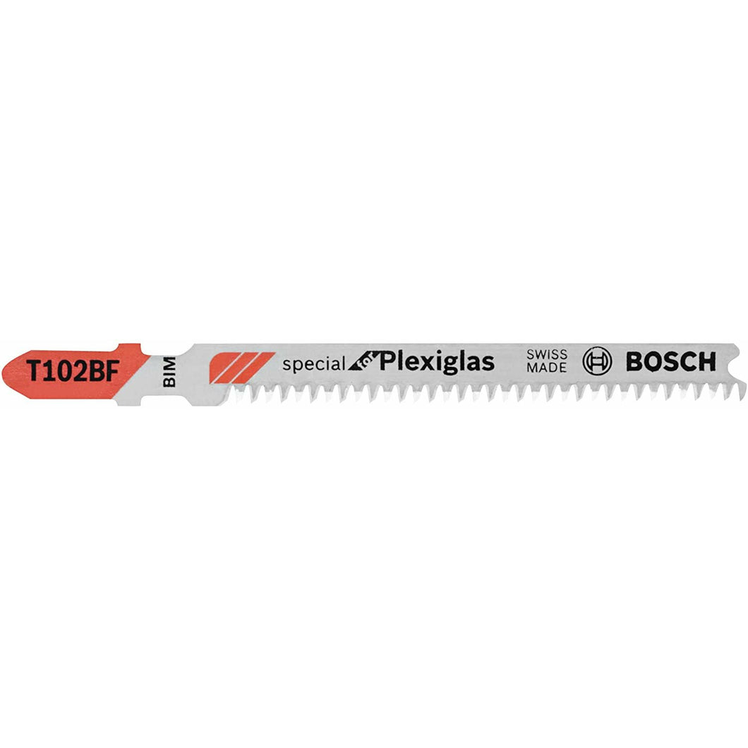 BOSCH T102BF 3-Piece 2-5/8 In. 13 TPI Clean for Plexiglas Bi-Metal Jig Saw Blades