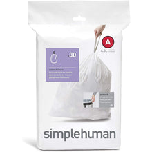 Load image into Gallery viewer, simplehuman code A custom fit liners, (30 liners), 4.5 L/1.2 gallon, White
