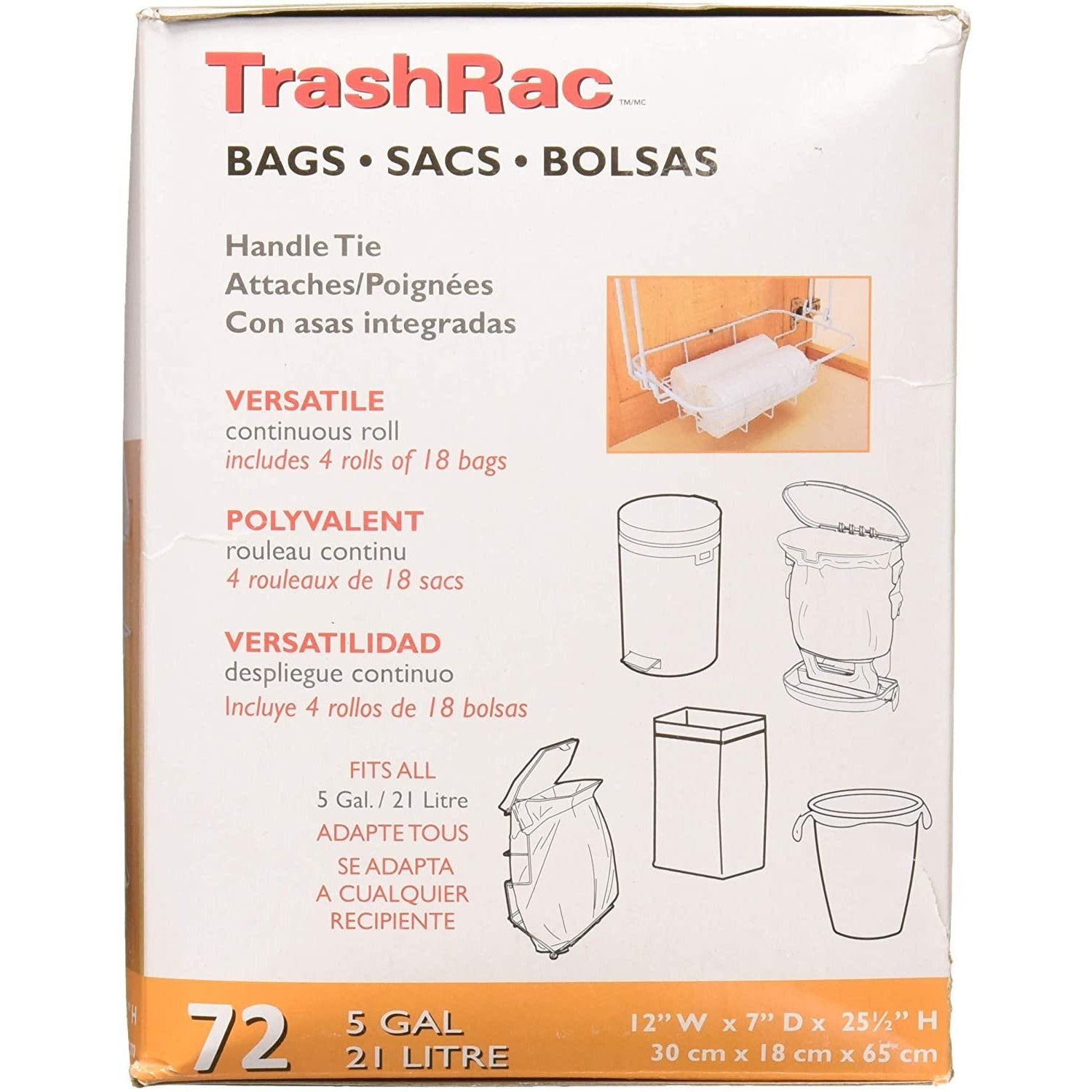Sunbeam TrashRac Bags, Handle Tie, 5 Gal - 20 bags