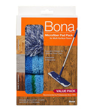 Load image into Gallery viewer, Bona Microfiber Floor Mop 3-Piece Microfiber Pad Pack
