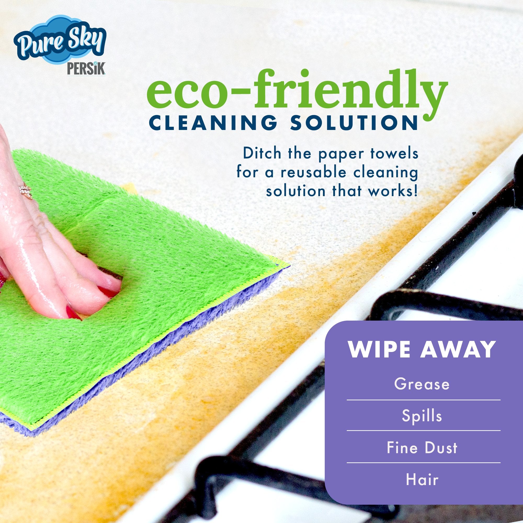 Pure-Sky Kitchen Cleaning Scrubbing Pads  - For Stubborn Stains Around Sinks, Stovetop, Countertop – Removing Grease with Water