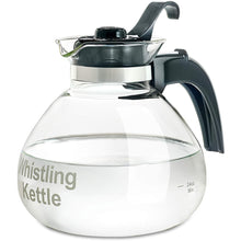 Load image into Gallery viewer, CAFÉ BREW COLLECTION High End Borosilicate Glass Stove Top Whistling Tea Kettle - Best BPA Free Kettle - Best Heat Resistant Glass Tea Kettle - 12 Cup Stovetop Glass Whistling Tea Kettle by Medelco

