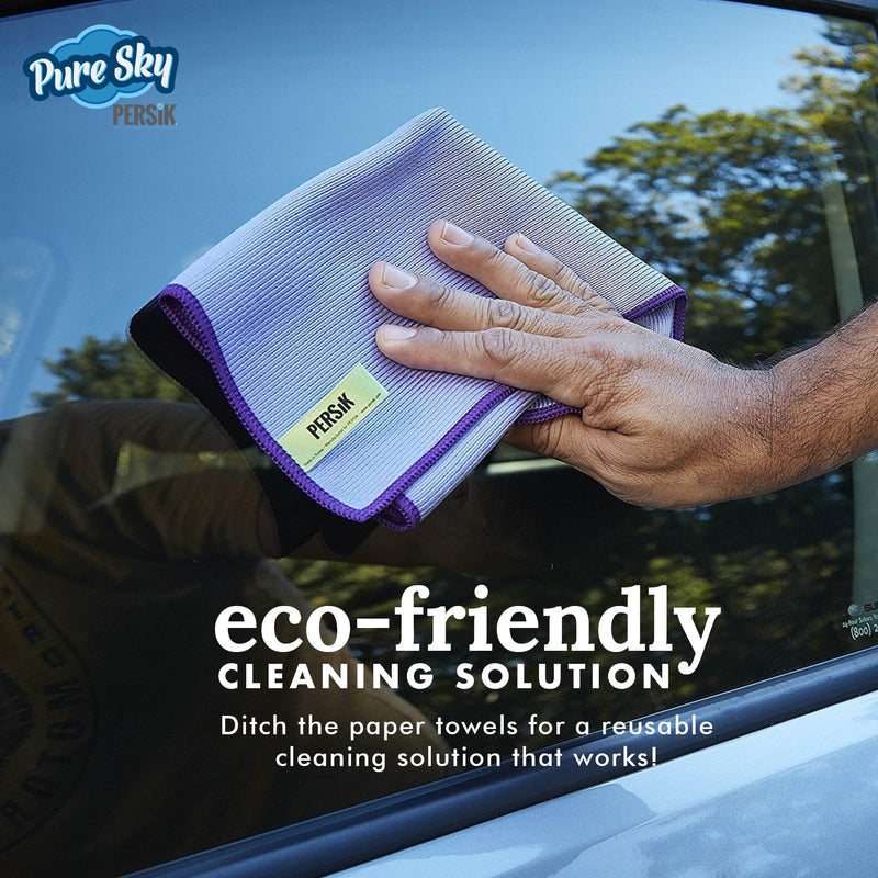 Pure-Sky 4-Piece Microfiber Towels for Cars Cleaning Kit – Includes, Interior, Body & Windows Towel