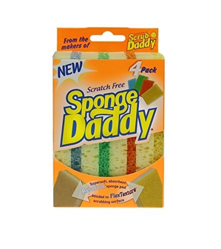 Scrub Daddy - Sponge Daddy Dual-Sided Sponge and Scrubber - Scratch Free & Resists Odors - 1 Pack (4 Count)