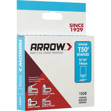 Load image into Gallery viewer, Arrow 509 Genuine T50 9/16-Inch Staples, 1,250-Pack
