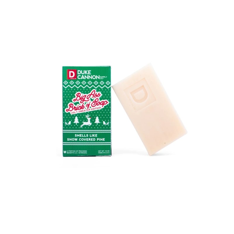 Duke Cannon Christmas Big Ass Brick of Soap for Men - Ugly Sweater Edition - Snow Covered Pine Scent