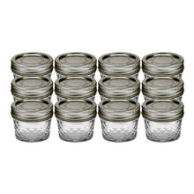 Load image into Gallery viewer, Ball 4-Ounce Quilted Crystal Jelly Jars with Lids and Bands, Set of 12, + Dissolvable Labels - (Set Of 60)
