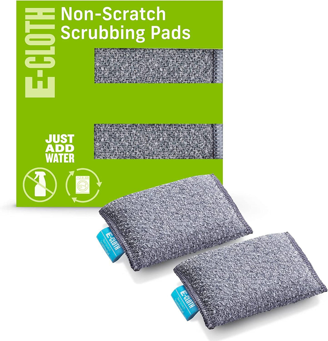 E-Cloth Non-Scratch Scrubbing Pads, Premium Microfiber Dish Scrubber and Kitchen Sponge, Great Grill Cleaner and Cast Iron Scrubber, Washable and Reusable, 100 Wash Guarantee, 2 Pack