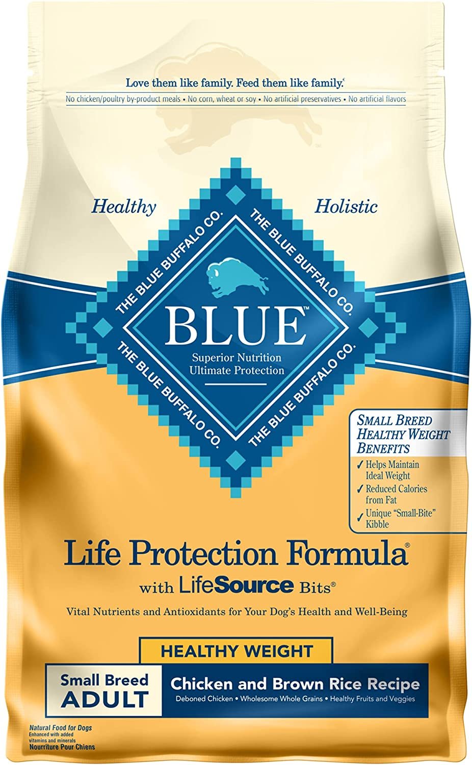 Blue Buffalo Life Protection Formula Natural Adult Small Breed Healthy Weight Dry Dog Food, Chicken and Brown Rice 6-lb