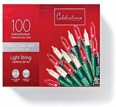 Celebrations Incandescent Mini Red/Clear100 ct String Christmas Lights 20.625 ft.
