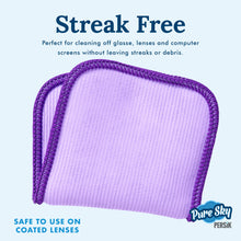 Load image into Gallery viewer, Pure-Sky Ultra Microfiber Eyeglass Cleaner Cloth – Streak Free Leaves no Wiping Marks, smudges, fingerprints - for Lenses, Screens, Cellphone, Tablets
