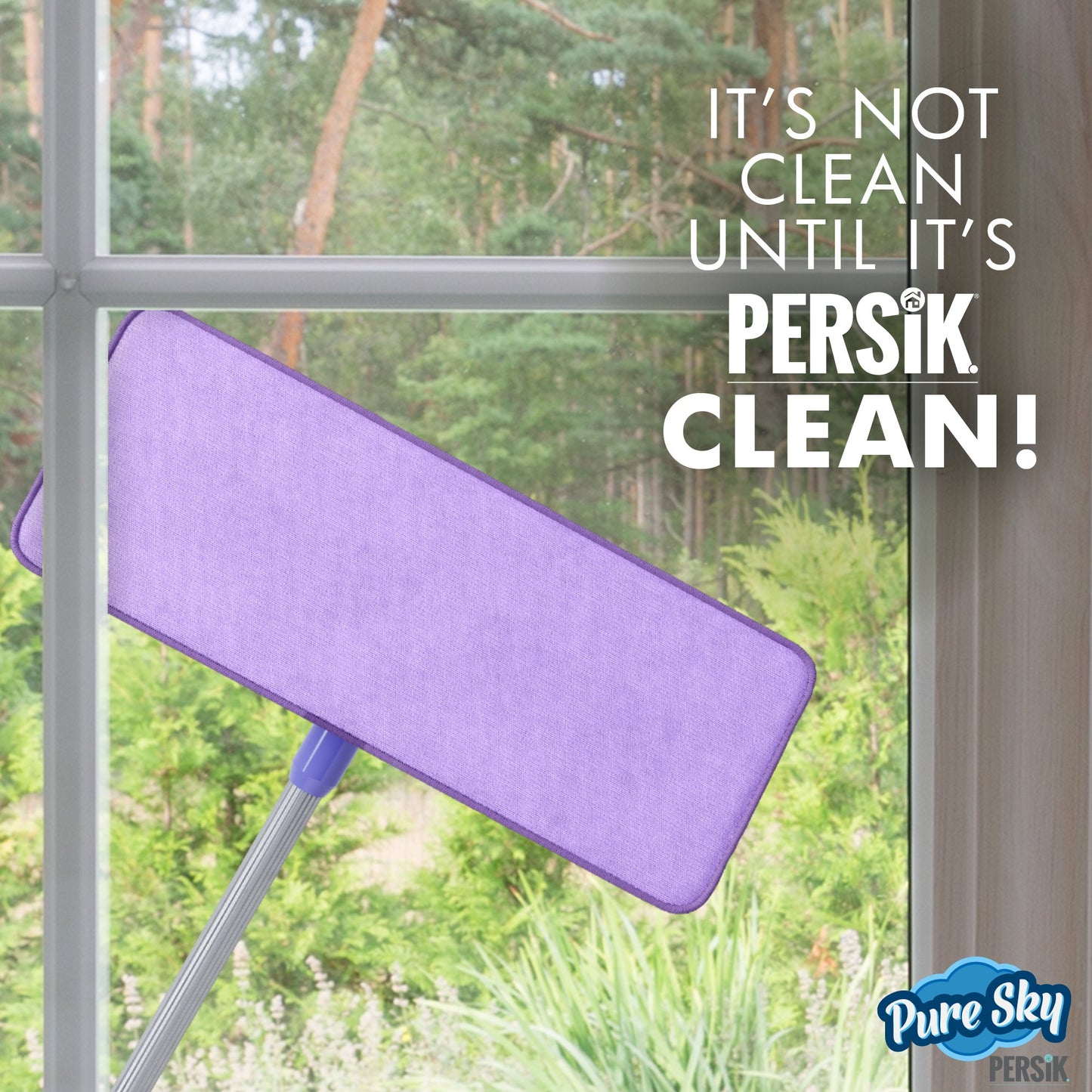 Pure-Sky Window Glass Mop Head – Makes Cleaning Windows a Breeze - Just Add Water No Detergents Needed - Streak Free Ultra Microfiber Window Cleaning Cloth Pad Replacement - for Windows, Glass, Mirror