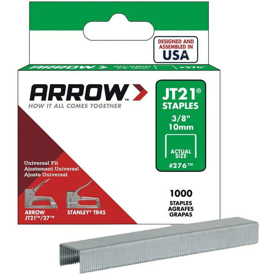 Arrow Fastener 276 Genuine JT21/T27 3/8-Inch Staples, 1,000-Pack