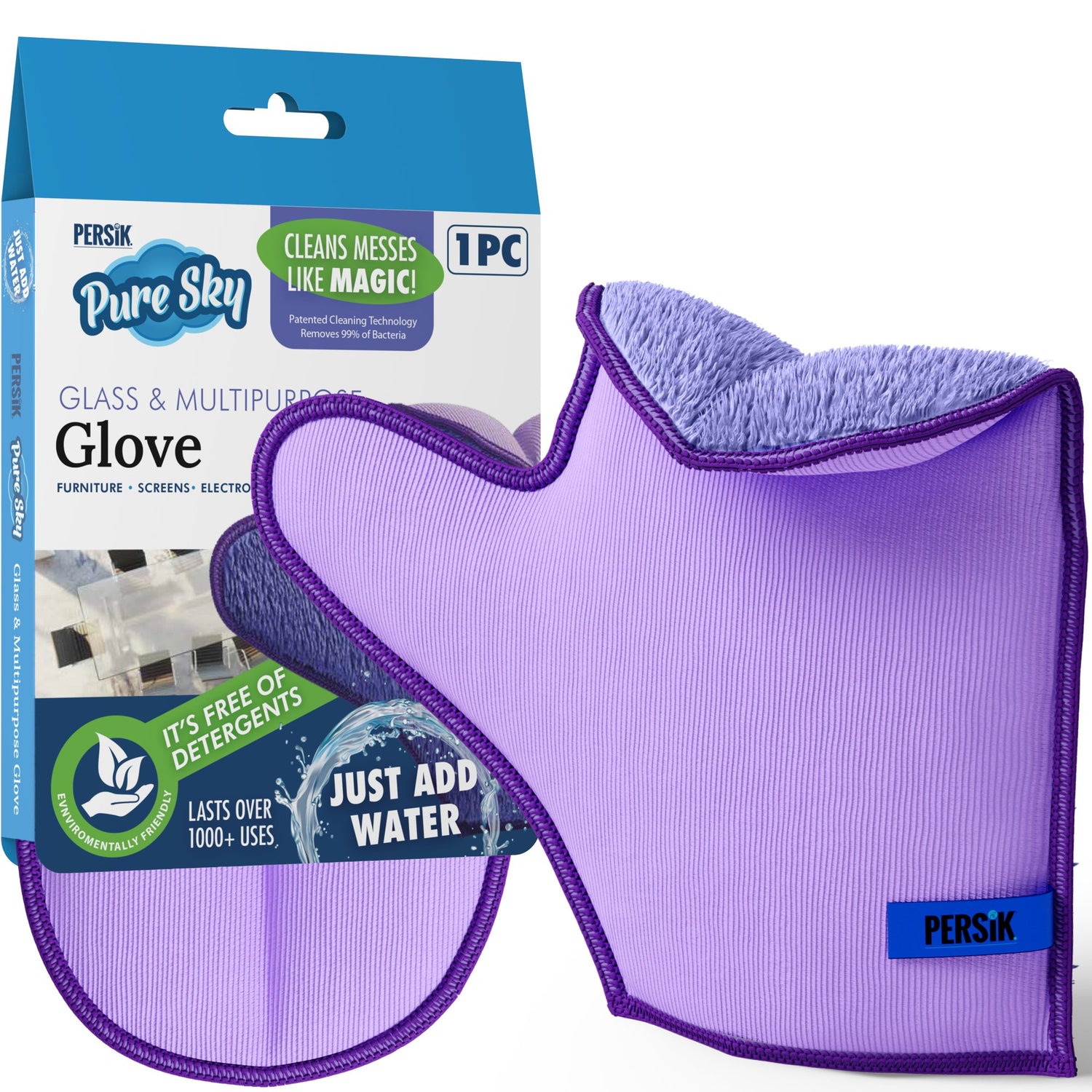 Pure-Sky Ultra Microfiber Cleaning Glove  - 2 sided, for Dust &amp; Window Glass Streak Free Leaves no Wiping Marks