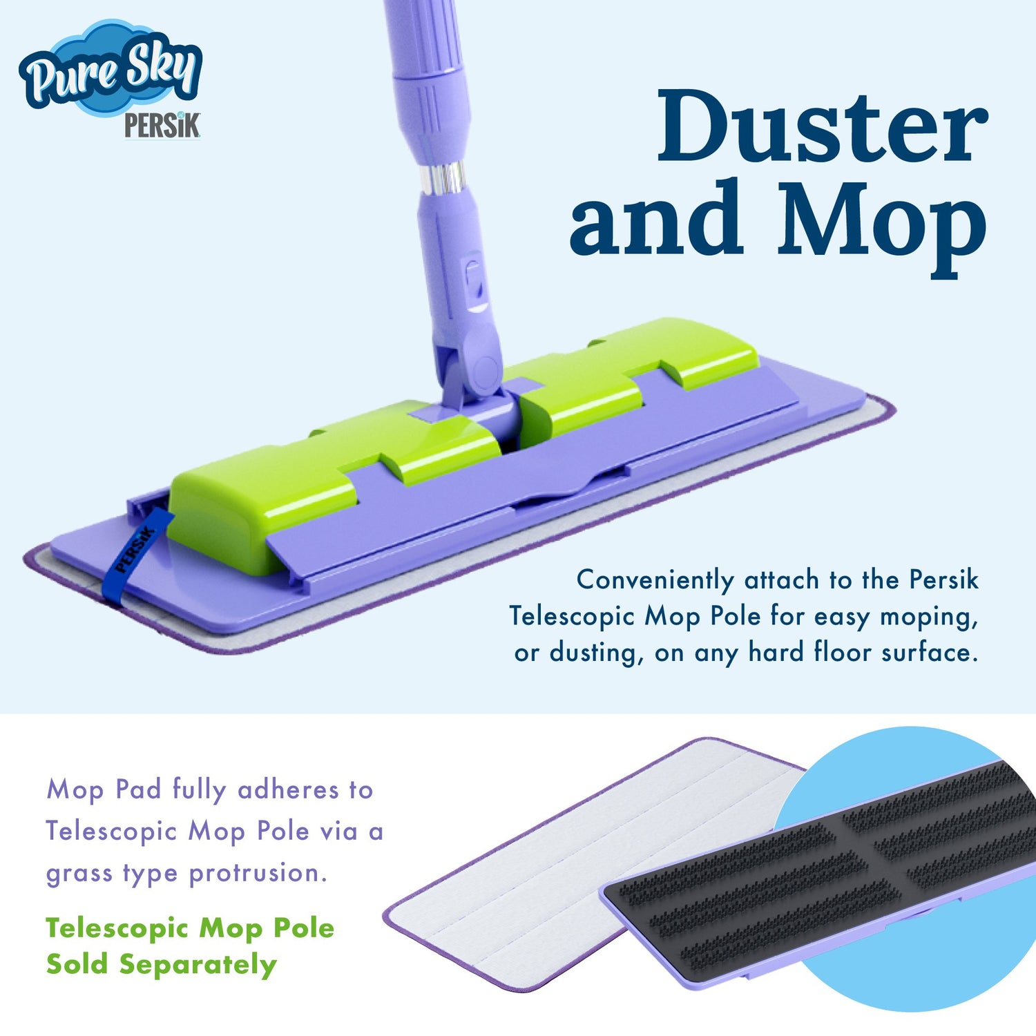 Pure-Sky Magic Deep Clean Floor Mop - Includes Light Weight, Strong Pole + Mop Head