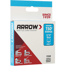 Load image into Gallery viewer, Arrow Fastener 505 Genuine T50 5/16-Inch Staples, 1,250-Pack
