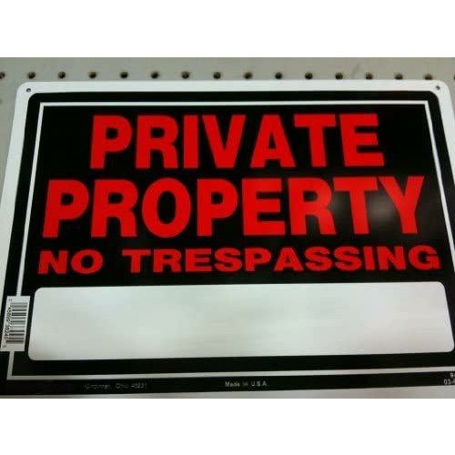 Hillman 840147 Private Property No Trespassing Sign with Space for Fill In, Black and Red Aluminum Metal, 10x14 Inches 1-Sign