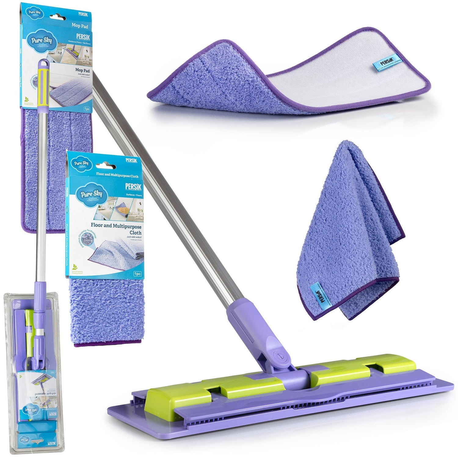 Pure-Sky Magic Deep Clean Floor Mop - Includes Light Weight, Strong Pole + Mop Pad and Towel