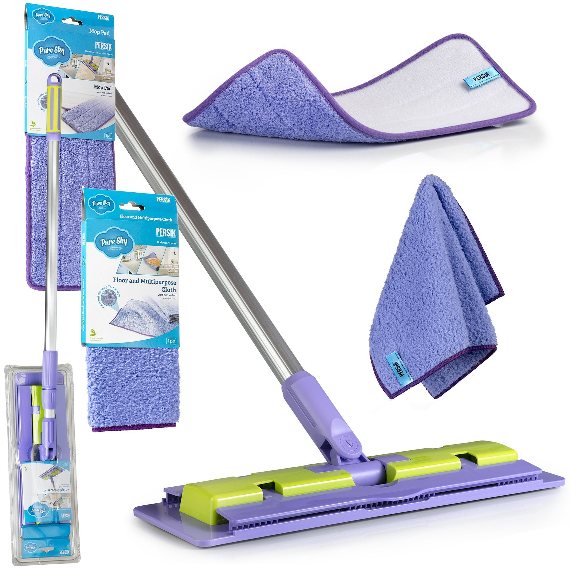 Pure-Sky Magic Deep Clean Floor Mop - Includes Light Weight, Strong Pole + Mop Pad and Towel